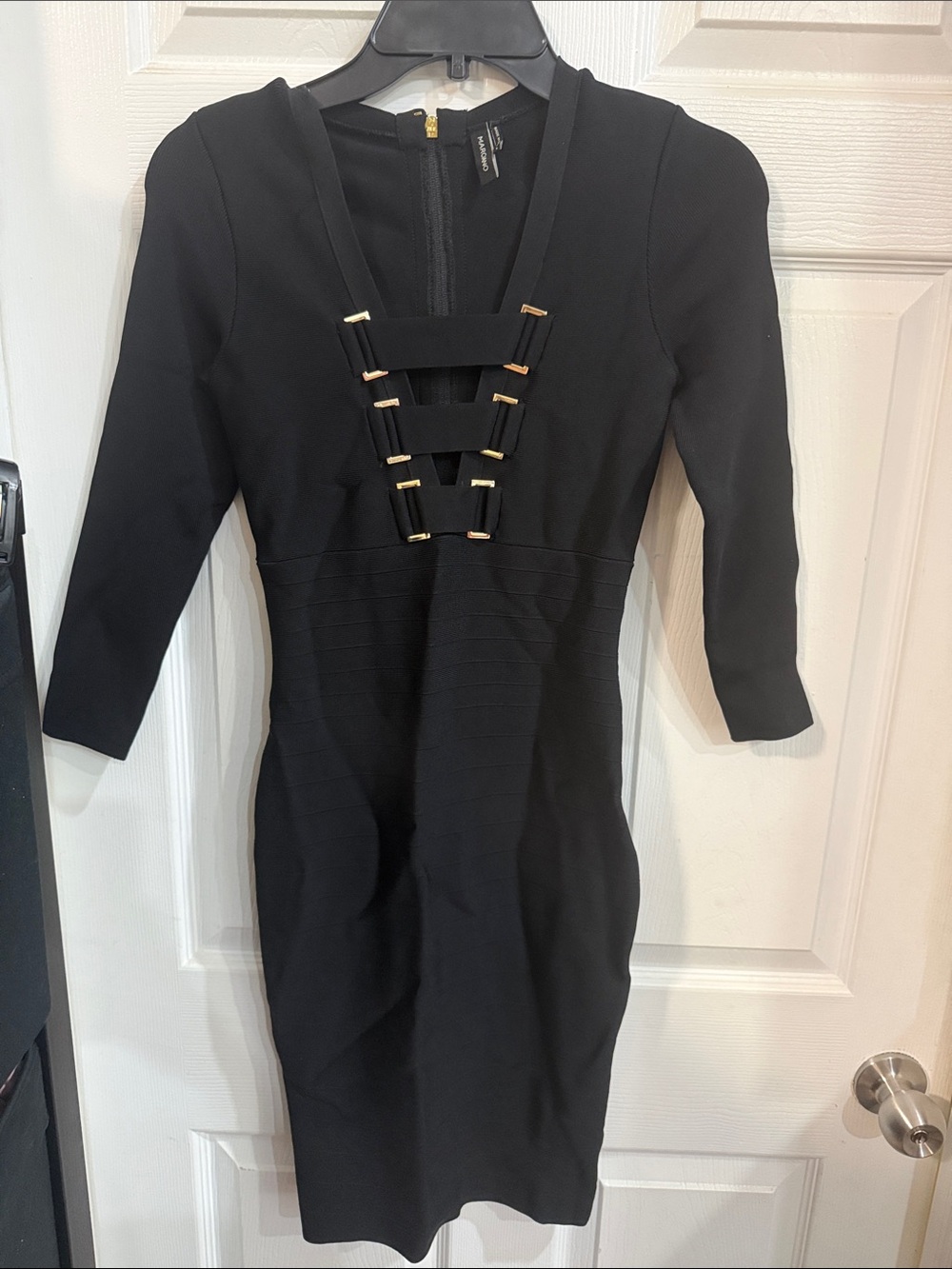 Guess by Marciano Black Midi Dress with Gold Hardware